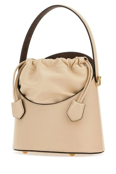 Shop Etro Woman Ivory Leather Saturno Bucket Bag In White