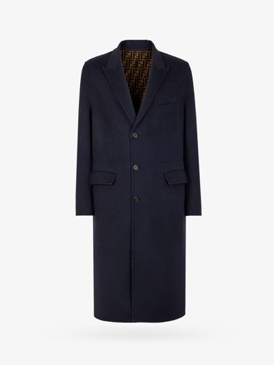 Shop Fendi Man Coat Man Blue Coats