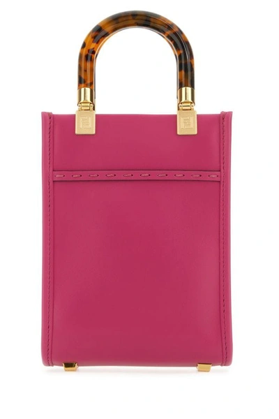 Shop Fendi Woman Fuchsia Leather Mini Sunshine Handbag In Pink