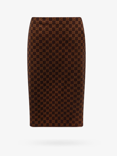 Shop Gucci Woman Skirt Woman Brown Skirts