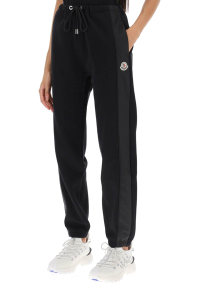 Shop Moncler Joggers With Nylon Bands Women In Black