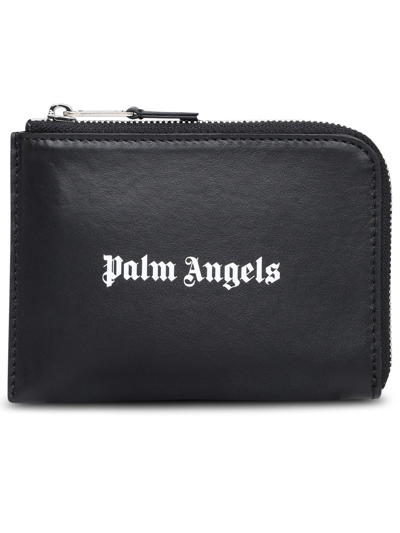 Shop Palm Angels Man  Black Leather Cardholder