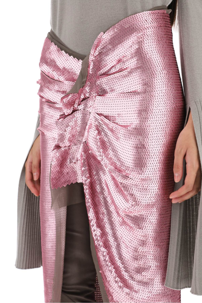 Shop Rick Owens Sequin-embroidered Skirt With Train Women In Pink