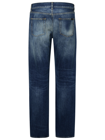 Shop Saint Laurent Vintage Blue Cotton Jeans Man
