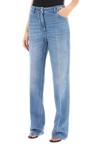 Shop Versace Boyfriend Jeans With Tailored Crease Women In Blue