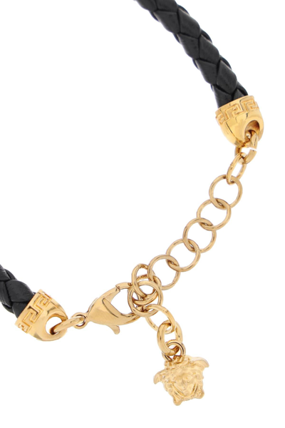 Shop Versace Medusa Biggie Leather Bracelet Women In Black