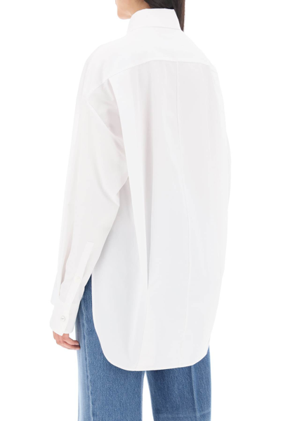 Shop Versace Oversized Poplin Shirt Women In White