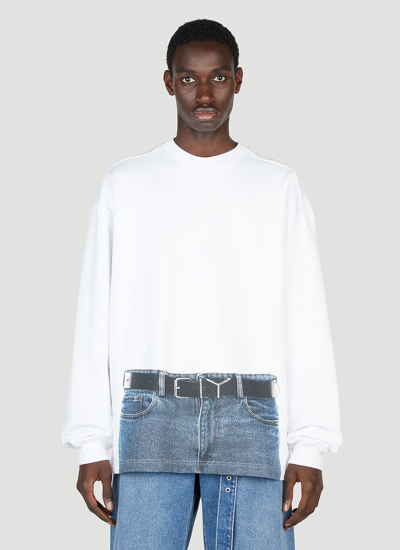 Shop Y/project X Jean Paul Gaultier Men Trompe L'oeil Belt Sweatshirt In White