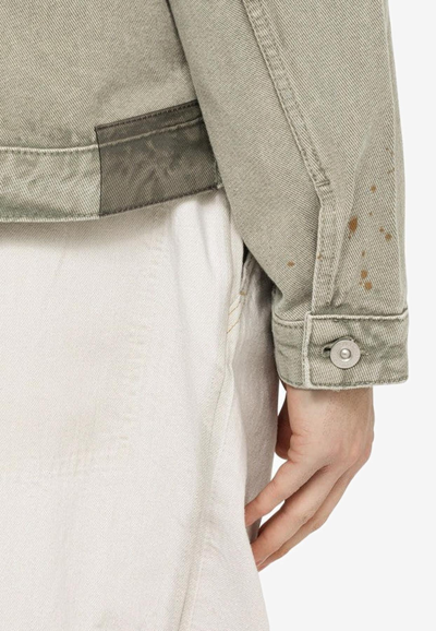 Shop Our Legacy Buttoned Denim Jacket In Khaki