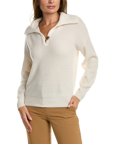 Shop Bruno Magli Johnny Collar Cashmere Sweater In White