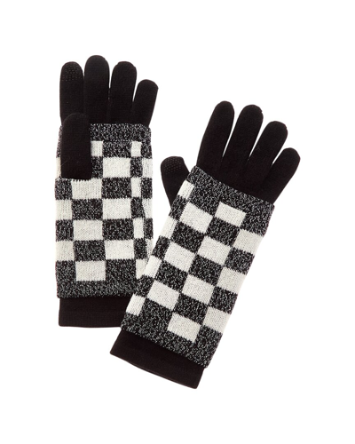 Shop Hannah Rose Racer Check 3-in-1 Cashmere-blend Tech Gloves In Black