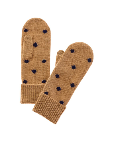 Shop Hannah Rose Polka Dot Cashmere Mittens In Brown