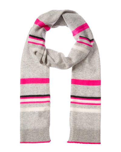 Shop Hannah Rose Stripe Cashmere Scarf In Grey