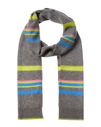 Shop Hannah Rose Stripe Cashmere Scarf In Grey