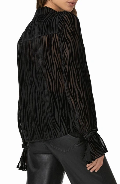 Shop Paige Benet Sheer Animal Stripe Top In Black