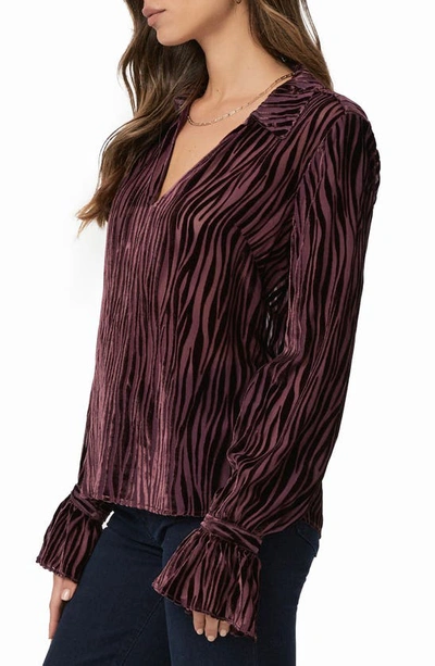 Shop Paige Benet Velvet Devore Top In Aubergine