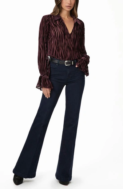 Paige Benet Velvet Devore Top In Aubergine