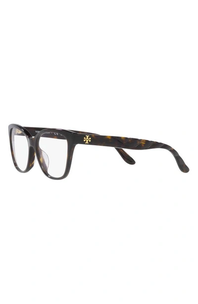 Shop Tory Burch 51mm Rectangular Optical Glasses In Dark Tort