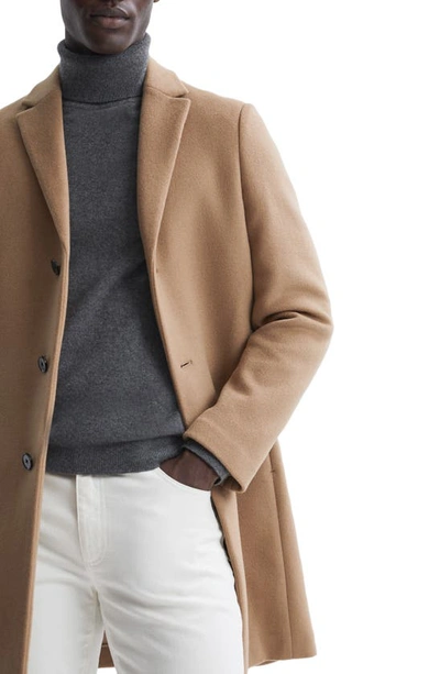 Shop Reiss Gable Wool Blend Overcoat In Camel