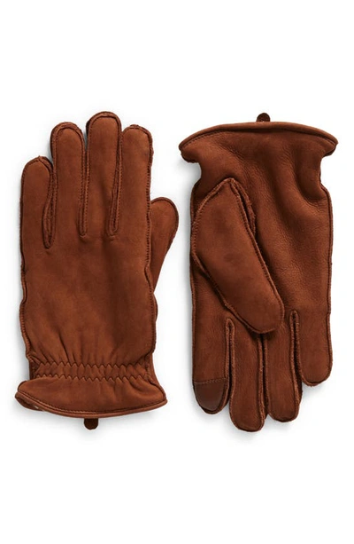 Shop Nordstrom Faux Fur Lined Tech Gloves In Brown