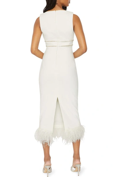 Shop Likely Corianne Feather Trim Empire Waist Midi Dress In White