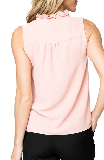 Gibsonlook Embroidered Eyelet Trim Button-up Top In Mauve