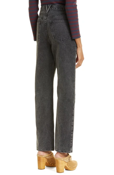 Shop Veronica Beard Daniela High Waist Relaxed Straight Leg Jeans In Stoned Washed Onyx