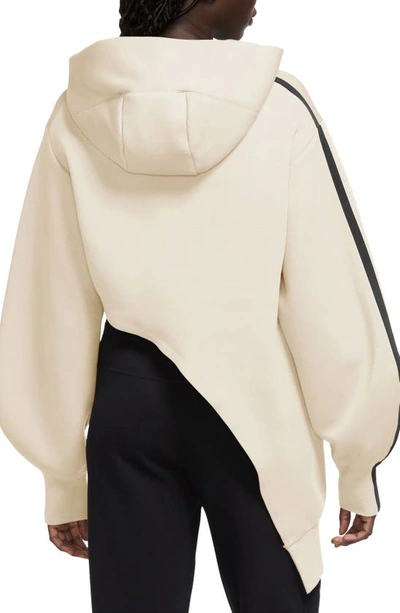 Shop Nike Sportswear Tech Fleece Oversize Asymmetric Hoodie In Pale Ivory/ Black