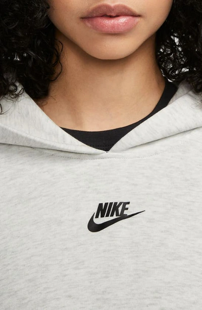Shop Nike Sportswear Tech Fleece Oversize Asymmetric Hoodie In Light Grey/ Heather/ Black