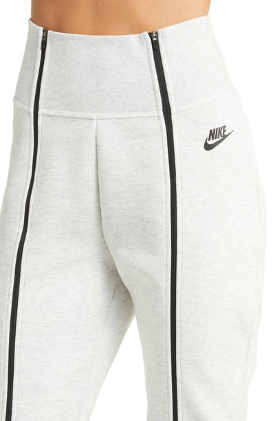 Shop Nike Sportswear Tech Fleece High Waist Slim Zip Pants In Light Grey/ Heather/ Black