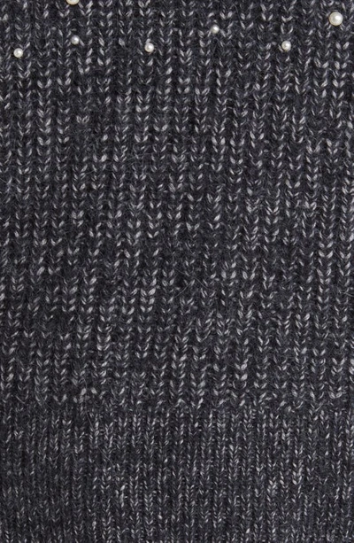 Shop Rag & Bone Frankie Imitation Pearl Merino Wool Blend Sweater In Charcoal