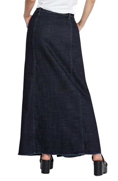 Shop Wash Lab Denim Willa Raw Hem Denim Pencil Skirt In Night Blue