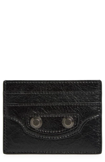 Shop Balenciaga Le Cagole Leather Card Holder In Black