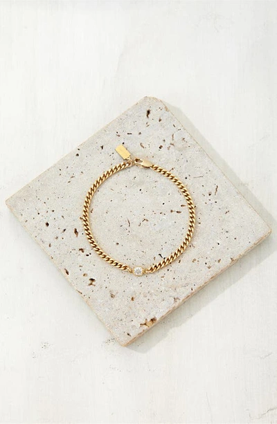Shop Set & Stones Kelcie Cubic Zirconia Curb Chain Bracelet In Gold