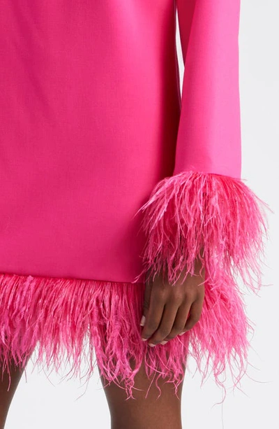 Likely Marullo Feather Trim Long Sleeve Dress In Fuschia