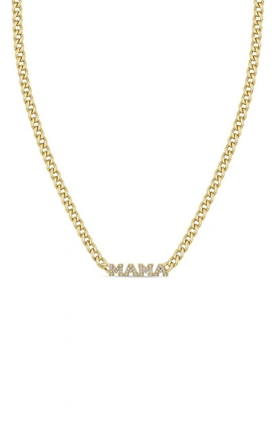 Zoë Chicco 'mama' Diamond Pendant Necklace In 14k Yellow Gold