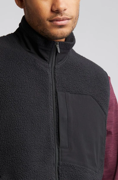 Shop Zella High Pile Fleece Vest In Black