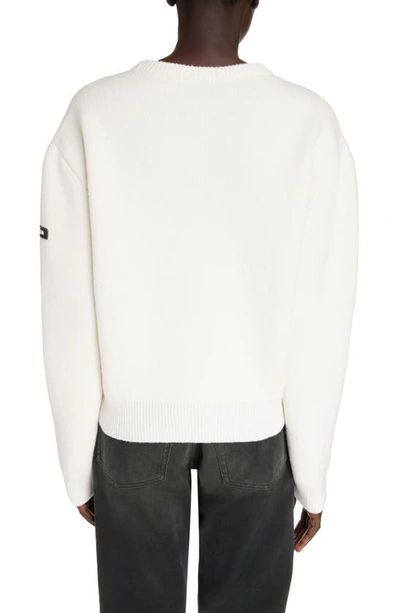 Balenciaga Cropped Sweater With Logo Patch In Wool Blend In White