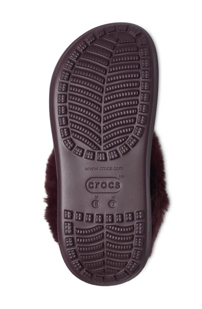 Shop Crocs Classic Furever Crush Faux Shearling Lined Clog In Dark Cherry