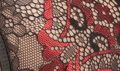 Shop Oh La La Cheri Maxi Lace Underwire Bra, Thong & Garter Belt Set In Black/ Red
