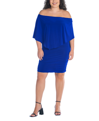 Shop 24seven Comfort Apparel Plus Size Bodycon Mini Dress In Royal