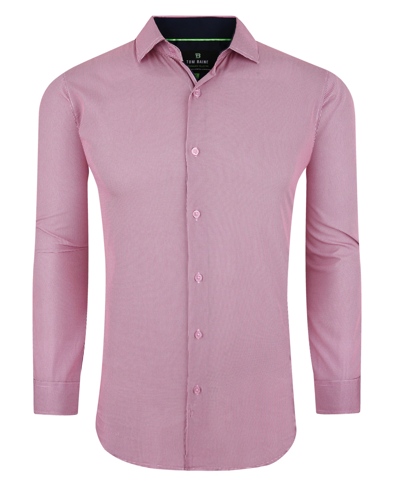 Tom Baine Slim Fit Performance Long Sleeve Mini Plaid Button Down In Pink