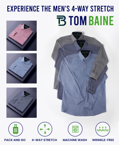 Shop Tom Baine Men's Performance Stretch Mini Plaid Button Down Dress Shirt In Red