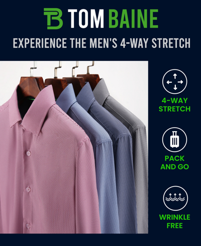 Tom Baine Slim Fit Performance Long Sleeve Mini Plaid Button Down In Pink