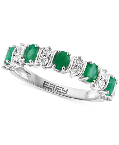 Shop Effy Collection Effy Emerald (1-1/20 Ct. T.w.) & Diamond (1/20 Ct. T.w.) Ring In Sterling Silver (also In Ruby & Sap