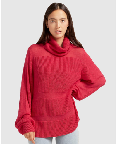 Shop Belle & Bloom Women's Women Nevermind Sheer Panelled Knit Sweater In Watermelon