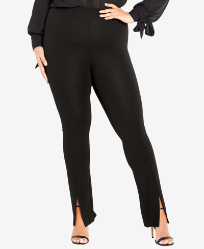 Shop Avenue Plus Size Pamela Ponte Split Leg Pants In Black