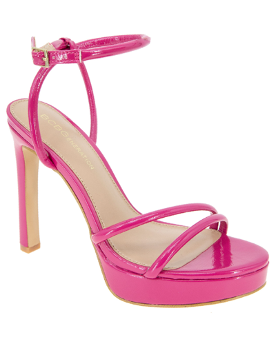 Shop Bcbgeneration Women's Kendi Ankle Strap Platform Sandals In Viva Pink Patent