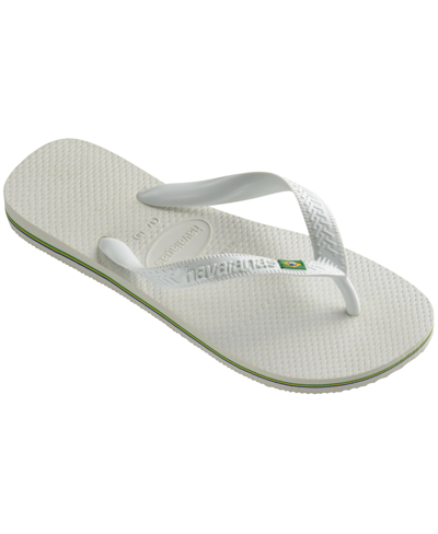 Shop Havaianas Men's Brazil Logo Flip-flop Sandals In White