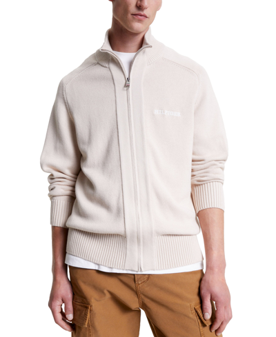 Shop Tommy Hilfiger Men's Chunky Zip-through Sweater In Cashmere Creme
